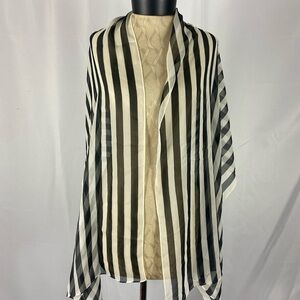 ECHO Signature Blue and White Striped Silk Shawl Scarf